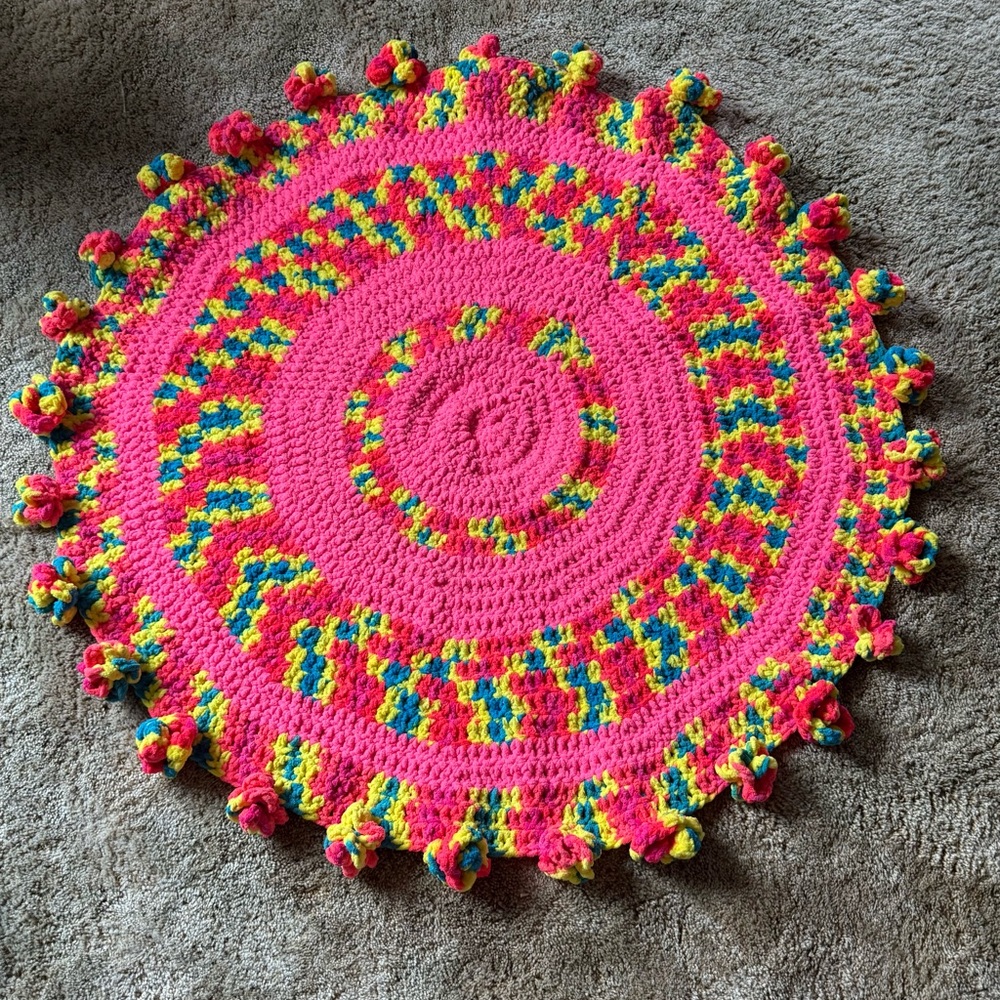Colorful Crochet flower bouquet blanket